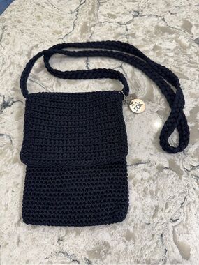 The Sak Crochet Crossbody Shoulder Bag in Navy Blue